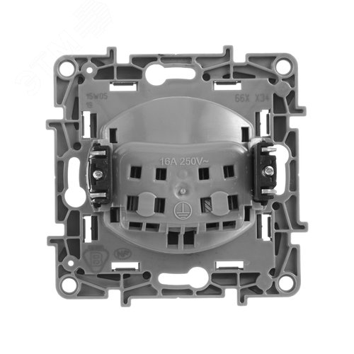 Розетка 1-местная без заземления с защитными шторками 16А антрацит ETIKA - фото 2
