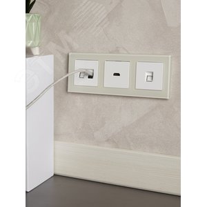 BRITE Рамка 3 поста РУ-3-2-БрВа стекло ванильный - фото 5