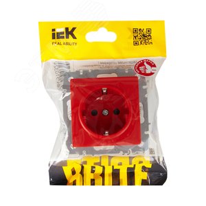 BRITE Розетка 1 пост с заземлением с защитными шторками 16А РС14-1-0-БрК красный - фото 6