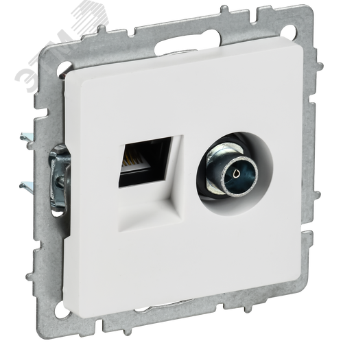 Изображение товара BRITE Розетка двойная TV+RJ45 кат.5E РТВ/РК12-БрАБ арктический белый IEK (шт)