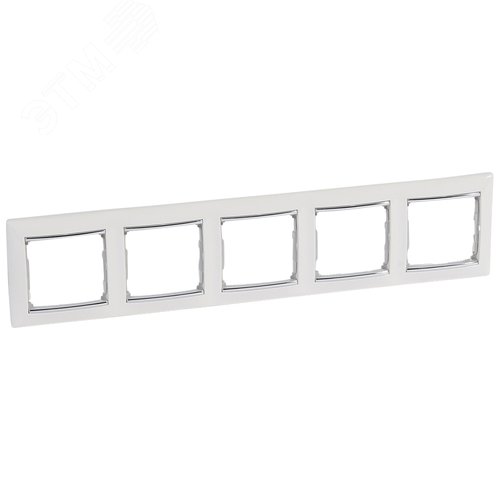 Рамка 5-местная белый (серебряный штрих) VALENA - фото 1
