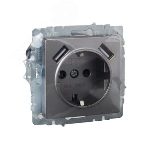 BRITE Розетка с заземлением с защитными шторками 16А с USB A+A 3,1А РЮш10-2-БрС сталь - фото 6