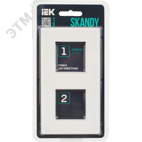 SKANDY Рамка 2-местная SK-F22W стекло арктический белый IEK - фото 5