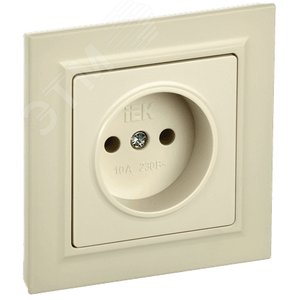 Изображение товара BRITE Розетка 1 пост без заземления без защитных шторок 10А в сборе РСР10-1-0-БрКр бежевый IEK (шт)