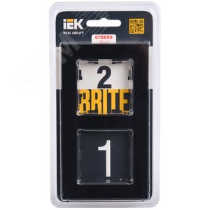 BRITE Рамка 2 поста РУ-2-2-БрЧ стекло черный - фото 2