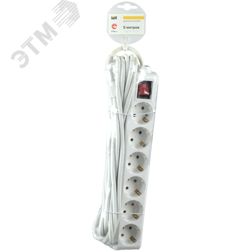 Удлинитель бытовой 6х5м с заземлением с выключателем 16А У06К - фото 2