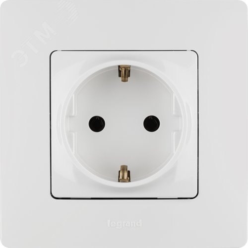 Розетка 1-местная с заземлением без защитных шторок 16А белый ETIKA - фото 2