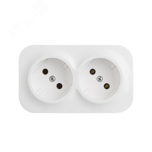 Розетка 2-местная для открытой установки без заземления без защитных шторок с предварительным подключением 16А белый QUTEO - фото 2