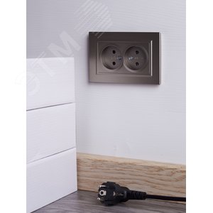 BRITE Розетка 2-местная без заземления с защитными шторками 10А в сборе РСш12-2-БрШ шампань IEK - фото 6