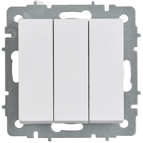 BRITE Выключатель 3-клавишный 10А ВС10-3-0-БрАБ арктический белый IEK - фото 2