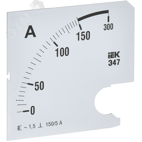 Изображение товара Шкала сменная для амперметра Э47 150/5А класс точности 1,5 96х96мм (шт)