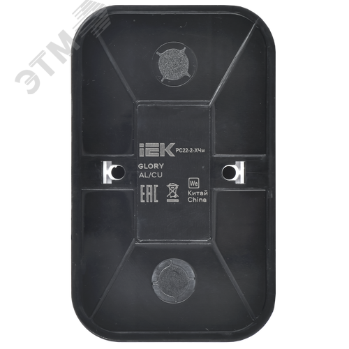 GLORY Розетка 2-местная для открытой установки без заземления без защитных шторок 10А РС22-2-ХЧм черный матовый IEK - фото 5