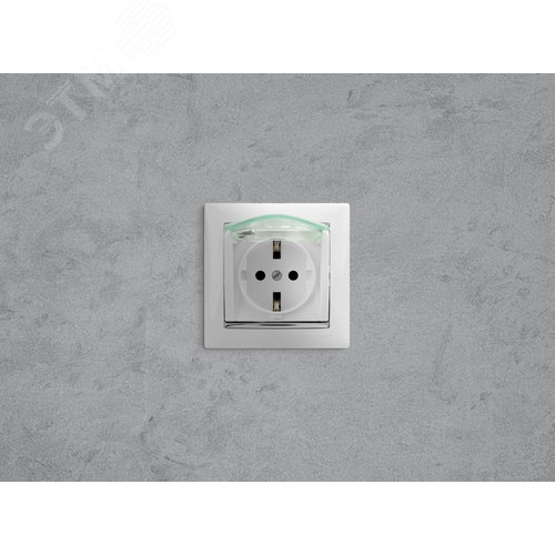 Розетка 1-местная с заземлением с защитными шторками и крышкой 16А IP44 белый VALENA - фото 3