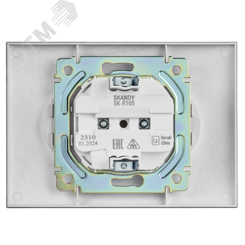 SKANDY Розетка 2-местная без заземления без защитных шторок 10А в сборе SK-R10S серебряный IEK - фото 3