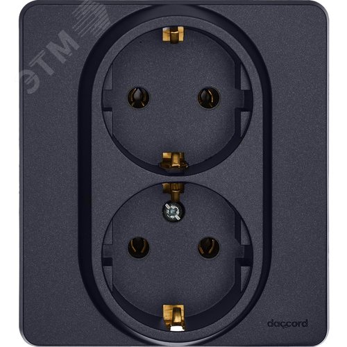 Розетка 2-местная с заземлением без защитных шторок 16А в сборе антрацит INSPIRIA - фото 2