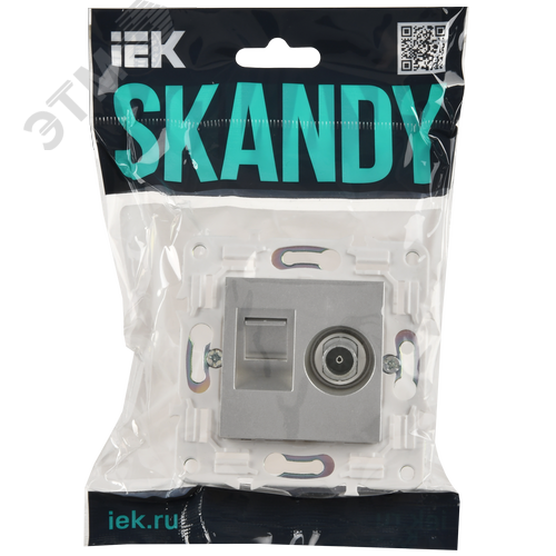SKANDY Розетка компьютерная двойная RJ45 кат.6 SK-K04S серебряный IEK - фото 2