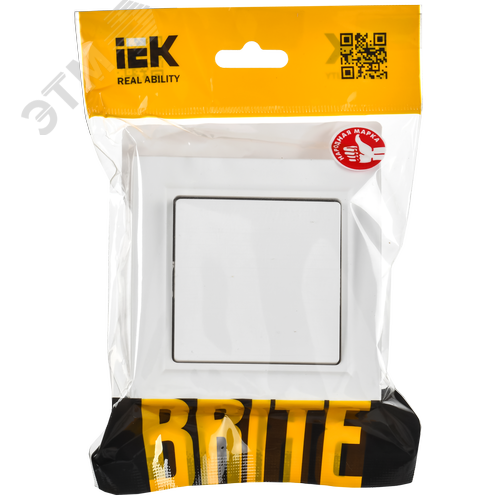 BRITE Выключатель 1-клавишный 10А в сборе ВСР10-1-0-БрАБ арктический белый IEK - фото 6