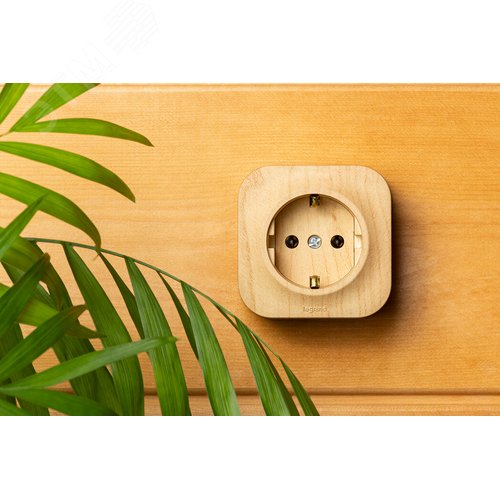 Розетка 1-местная для открытой установки с заземлением без защитных шторок 16А дерево QUTEO - фото 2