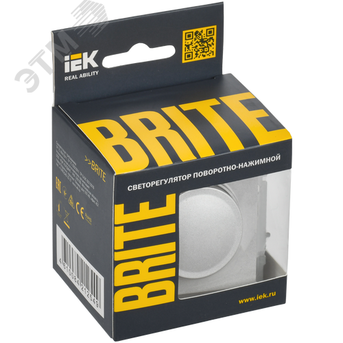 BRITE Светорегулятор поворотно-нажимной 600Вт СС10-1-0-БрА алюминий - фото 2