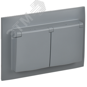 SKANDY Розетка 2-местная и крышкой 16А в сборе IP44 SK-R12Gr серый IEK - фото 1