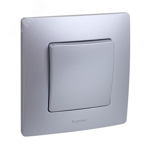 Выключатель 1-клавишный 10АХ перекрестный алюминий ETIKA - фото 2