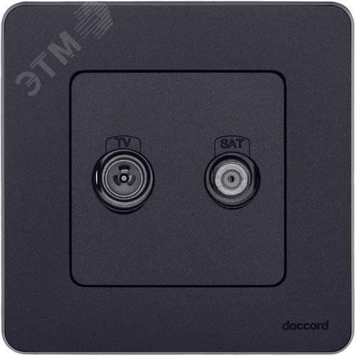 Розетка двойная TV+SAT тип звезда двухкабельная антрацит INSPIRIA - фото 3