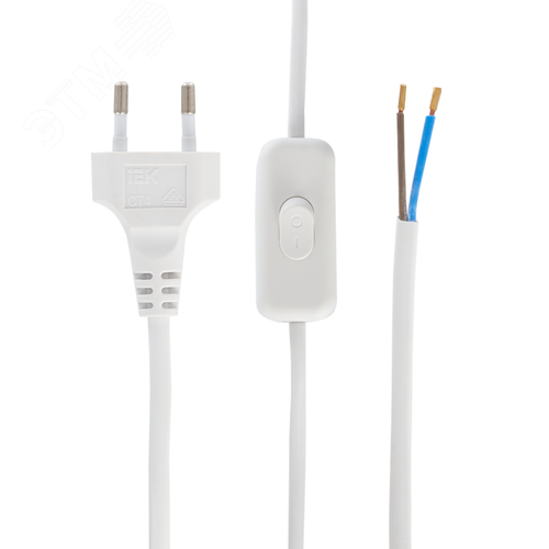 Шнур УШ-1КВ с выключателем 2м ПВС 2х0.75 6А белый - фото 3