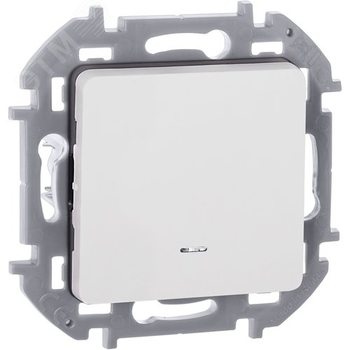 Изображение товара Выключатель 1-клавишный проходной с подсветкой/индикацией 10АХ безвинтовое крепление белый INSPIRIA (шт)
