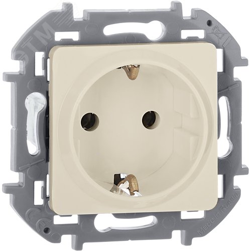 Изображение товара Розетка 1-местная с заземлением с защитными шторками 16А слоновая кость INSPIRIA (шт)