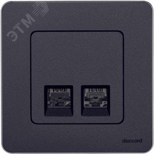 Розетка компьютерная двойная RJ45 категория 6 UTP антрацит INSPIRIA - фото 2