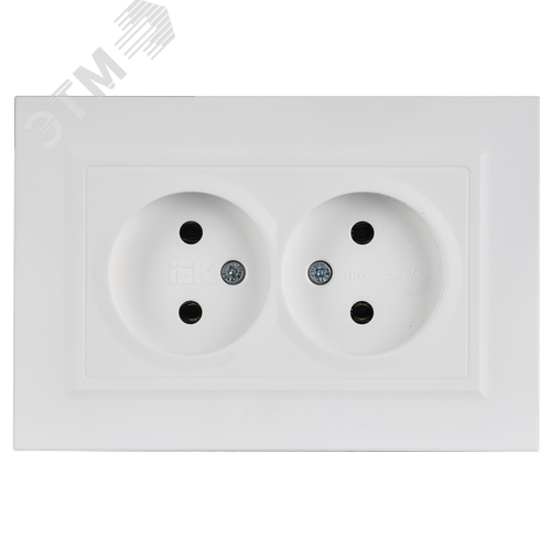 BRITE Розетка 2-местная без заземления без защитных шторок 10А в сборе РС12-2-БрАБ арктический белый IEK - фото 3