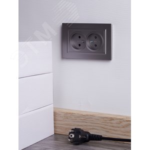 BRITE Розетка 2-местная без заземления с защитными шторками 10А в сборе РСш12-2-БрС сталь IEK - фото 6