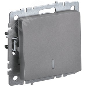 Изображение товара BRITE Выключатель одноклавишный проходной с индикацией 10А ВС10-1-7-БрС сталь IEK (шт)