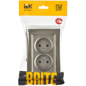 BRITE Розетка 2-местная без заземления без защитных шторок 10А в сборе РС12-2-БрШ шампань IEK - фото 2