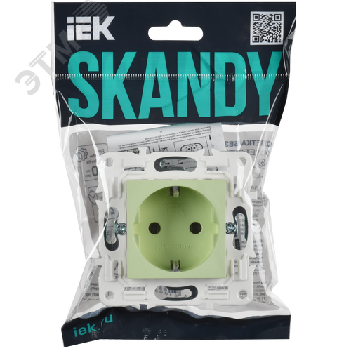SKANDY Розетка с заземлением без защитных шторок 16А SK-R05G мятный IEK - фото 6