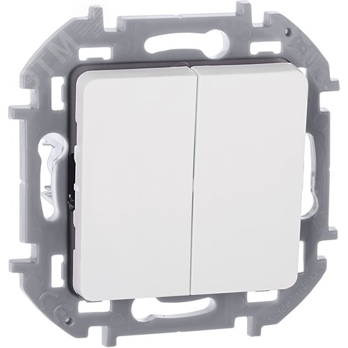 Изображение товара Выключатель 2-клавишный 10АХ безвинтовое крепление белый INSPIRIA (шт)