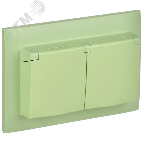 Изображение товара SKANDY Розетка 2-местная и крышкой 16А в сборе IP44 SK-R12G мятный IEK (шт)