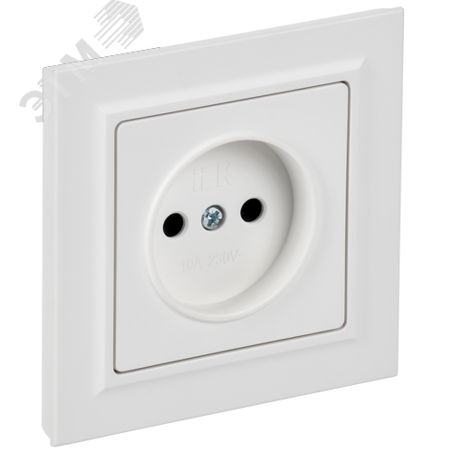 BRITE Розетка 1-местная без заземления без защитных шторок 10А в сборе РСР10-1-0-БрАБ арктический белый IEK - фото 1