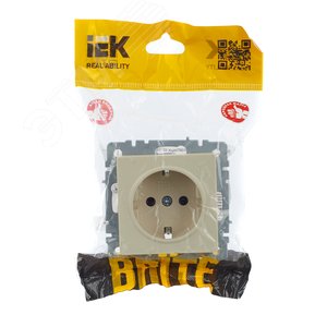 BRITE Розетка с заземлением без защитных шторок 16А РС11-1-0-БрКр бежевый - фото 7