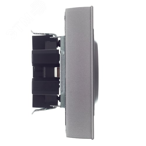 BRITE Розетка двойная с заземлением с защитными шторками 16А в сборе РСш12-3-БрС сталь - фото 3