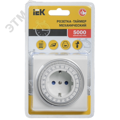 РТМ-3 Розетка-таймер механ. 15мин 24ч 96on/off 16А IP20 - фото 3
