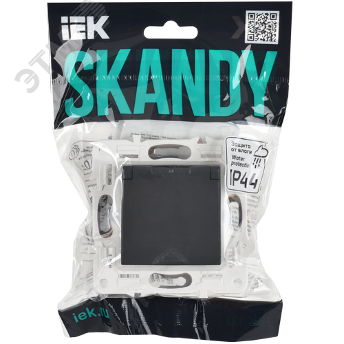 SKANDY Розетка 1-местная с заземлением с защитными шторками и крышкой 16А IP44 SK-R11G графит IEK - фото 6