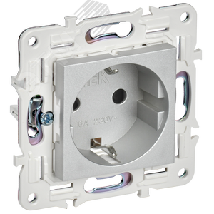 SKANDY Розетка с заземлением с защитными шторками 16А безвинтовое крепление SK-R06S серебряный IEK - фото 1