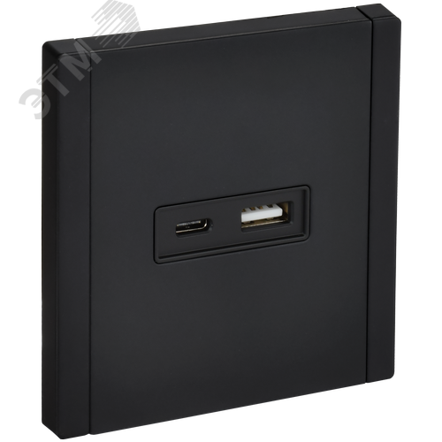 Изображение товара FORTE&PIANO Розетка USB A+C 3,1А FP150M металл черный IEK (шт)