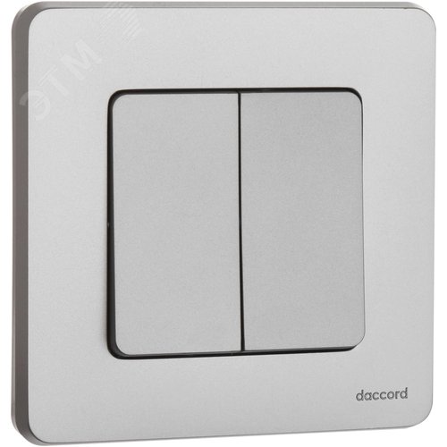 Выключатель 2-клавишный 10АХ безвинтовое крепление алюминий INSPIRIA - фото 2