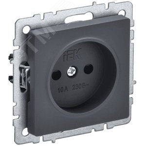 Изображение товара BRITE Розетка 1 пост без заземления с защитными шторками 10А РСш10-2-БрГ графит IEK (шт)