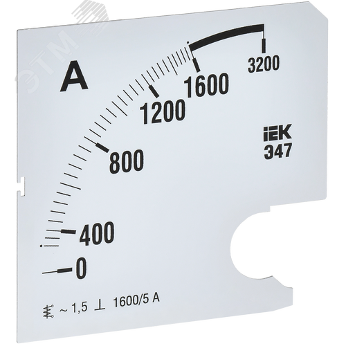Изображение товара Шкала сменная для амперметра Э47 1600/5А класс точности 1,5 96х96мм (шт)