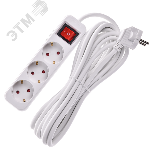 UMA Удлинитель У03К 3 места 5м 3х1,5мм2 16А бел. IEK с кнопкой - фото 3