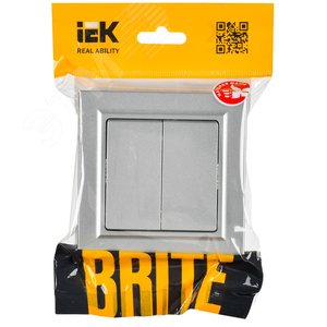 BRITE Выключатель двухклавишный 10А в сборе ВСР10-2-0-БрА алюминий IEK - фото 2