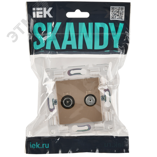 SKANDY Розетка двойная TV+SAT SK-A13Sa песочный IEK - фото 2